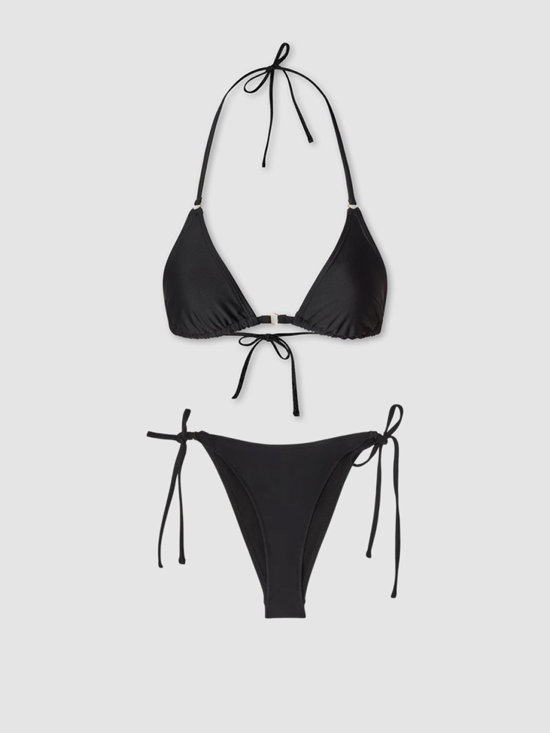 Tied Up Bikini Set Black/Gold | Women's Swimwear | Frank Dandy