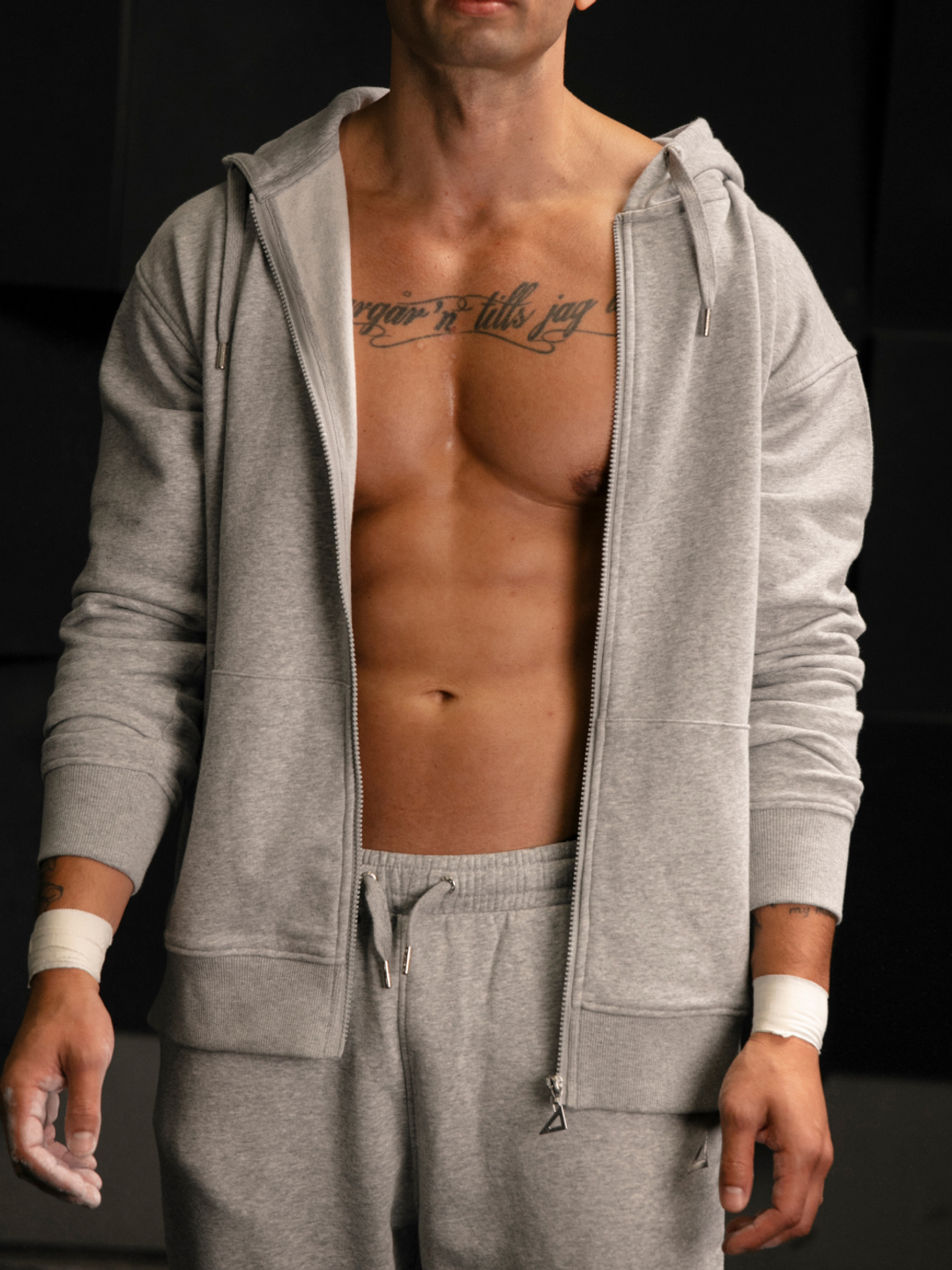 ★DAME FRANK★Zip upボンディングフーディー★グレージュ★ Men's Zip Hoodie | Frank Dandy | Frank Dandy
